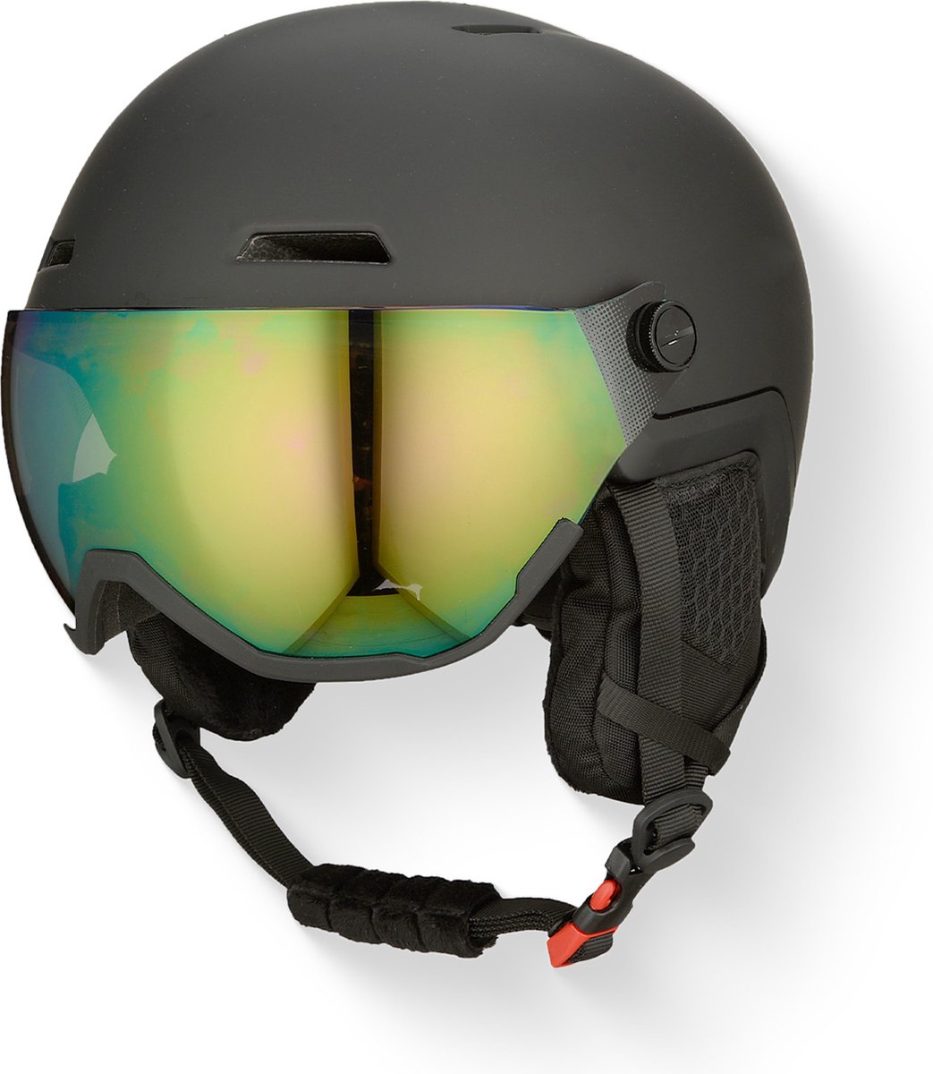 GOOFF Xtreme Skihelm met Vizier – Skihelm inclusief skibril zwart maat M – ventilatie ook met handschoen te bedienen op de helm – Oorstukken zijn los te halen voor warme dagen – geeft gezicht maximale bescherming - voor mannen en vrouwen
