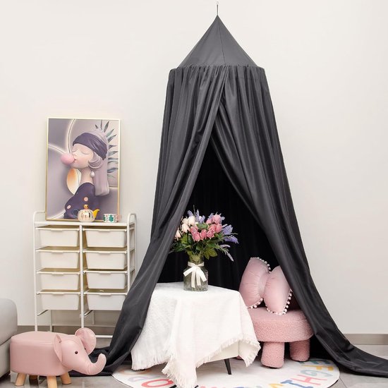 Baldakijn kinderkamer, bedhemel babybed kinderkamer 4 kleuren, hangend rond Princess insectennet muggennet, voor kinderkamer en speelkamer decoratie, 56 x 230 x 450 cm (grijs)