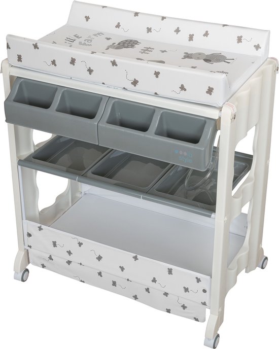 ib style® ISA Bad-/Wickelkombinatie - Multifunctioneel - Ingebouwd bad - Oprolbaar - Opbergruimte - Zacht kussen - Compact - Hygiënisch - MY LITTLE FARM