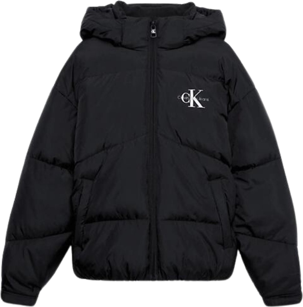 Calvin Klein CK SHORT PUFFER JACKET Meisjes Jas - Black - Maat 140