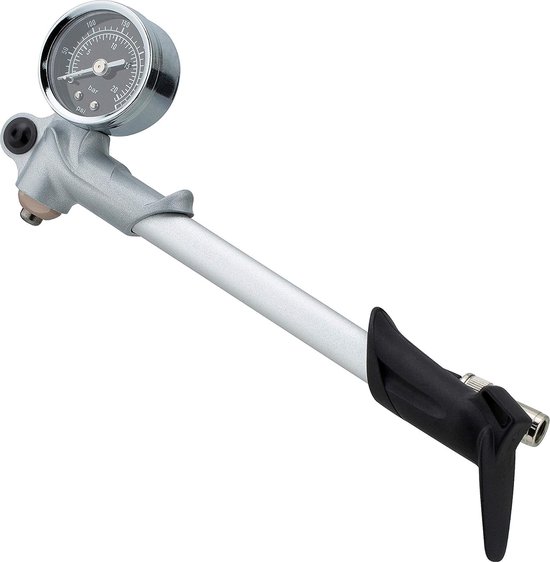 Demperpomp MTB & Fiets - 20 bar / 300 psi hogedrukpomp voor verende vork en dempers - verende voorvorkpomp met manometer en slang - vorkpomp incl. druk afvoerknop