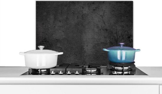 Spatscherm keuken - Zwart - Grijs - Beton print - Spatwand - Industrieel - Keukendecoratie - Achterwand keuken- 70x50 cm - Aluminium