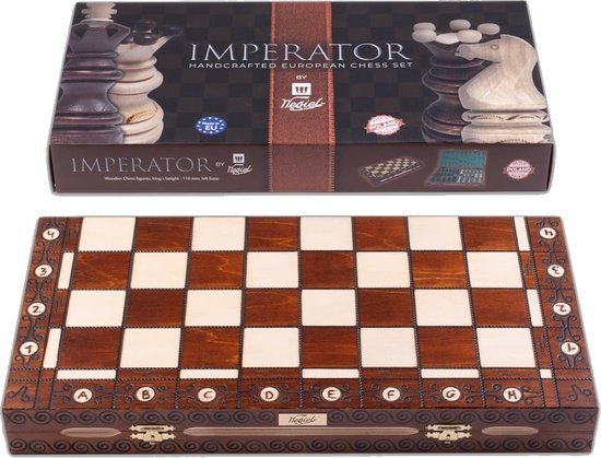 Imperator luxe houten schaakspel 52 x 52 cm