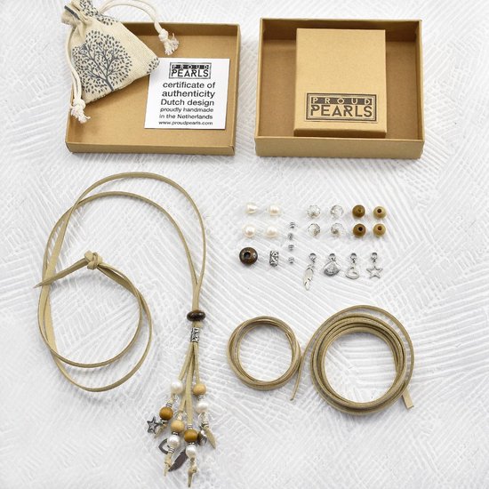 PROUD PEARLS® DIY doe-het-zelf Bohemian Pearl & Shine ketting met echte parels