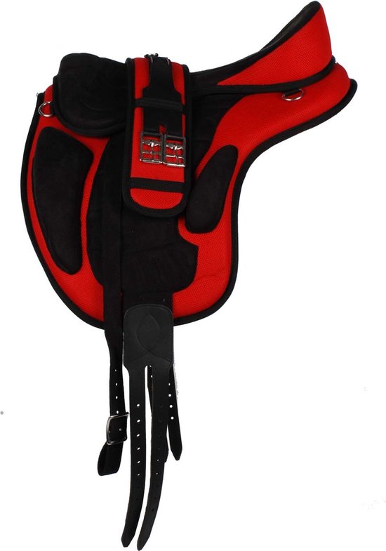 Pagony Boomloos Zadel Compleet - Maat: 17 Inch - Rood - Kunststof
