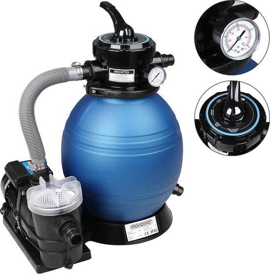 Monzana Zandfiltersysteem -Voorfilter – 7 Wegklep - Adapter Ø32-38mm