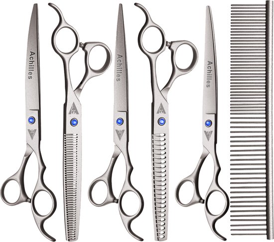 Achilles® Hondenschaar - Scharenset Hond 8 INCH - 8-Delige Scharenset - Effileerschaar Hond
