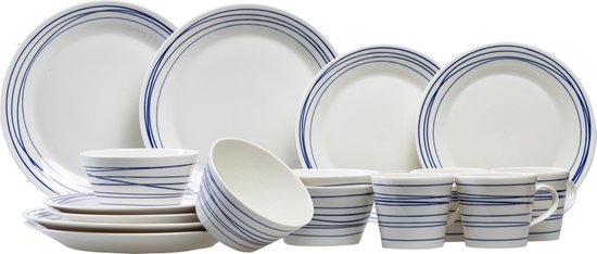 Royal Doulton Pacific Lines - Serviesset 4 Persoons - Porselein - Wit / Blauw - 16 delig