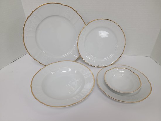 Vikko Luxe Servies Set - Bernadotte Wit met Gouden rand - 20 Delig Servies voor 4 Personen