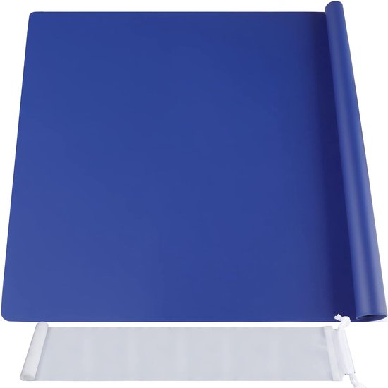 70 x 50 cm grote siliconen mat met opbergtas, siliconen folie knutselmat siliconen onderlaag antiaanbaklaag tafelmat werkmat toonbankmat voor knutselen, doe-het-zelf (marineblauw)