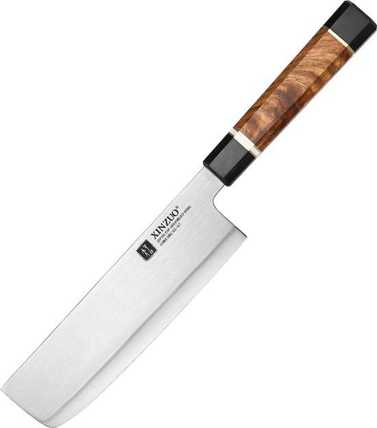 Professioneel Nakiri Hakmes van Japans Hitachi ZDP189 Powdered Steel | Achthoekig handvat van Padouk hout en zwart G10 | F5 Zhen Series