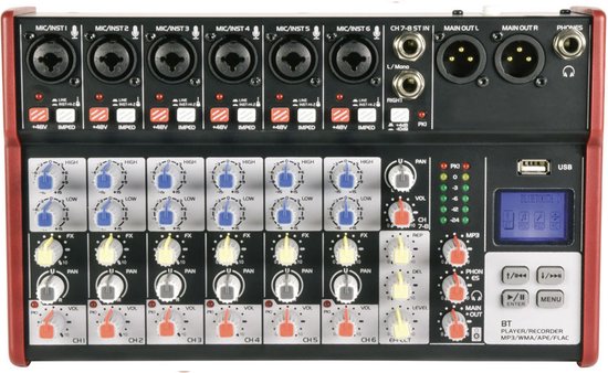 Citronic CSM-8 mixer met USB/Bluetooth en Delay effect