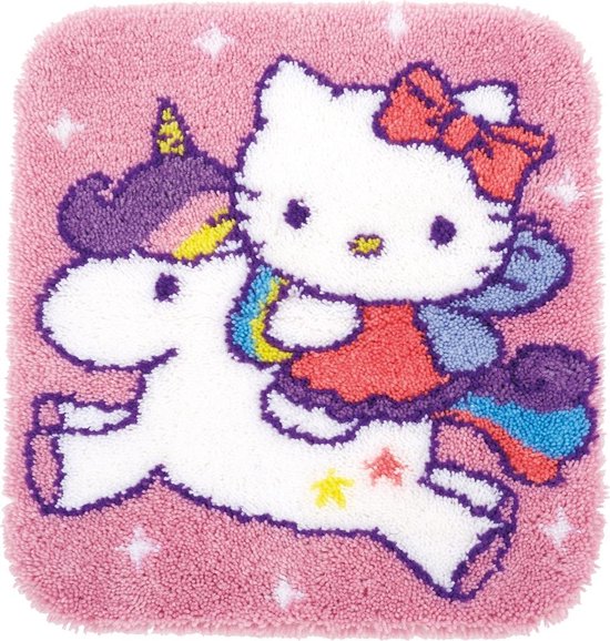 Knoopvormtapijt kit Hello Kitty op unicorn - Vervaco - PN-0153316