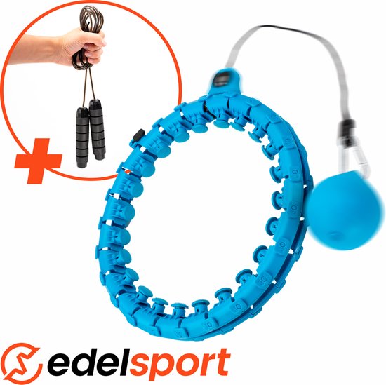 EdelSport - Hoepel - Fitness Hoelahoep - Hula Hoop fitness- Hoelahoep met gewicht - Massage – Thuis Sporten - Blauw