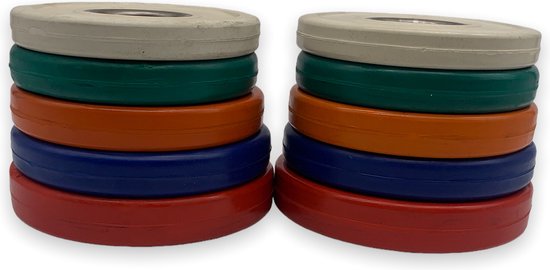 Olympische halterschijven - fitness gewicht - bumper plates set - gewicht schijf - 2 x 0,5 - 1 - 1,25 - 2 - 2,5 kg - set van 10 gewichten