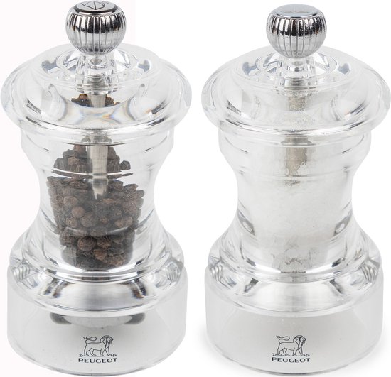 Bistro peper- en zoutmolen 10 cm - transparant
