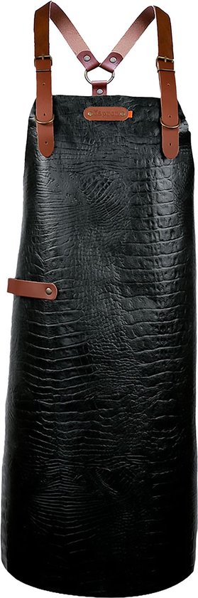 Xapron - New York Caiman Schort met Schouderbanden XL Leer - Leer - Zwart