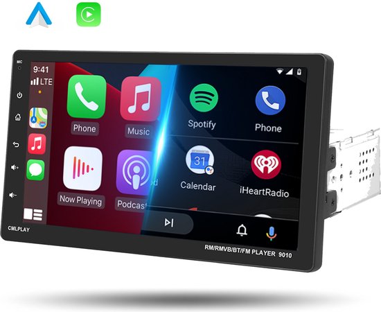 Boscer® 1Din Autoradio - Apple Carplay & Android Auto - 9' HD verstelbaar scherm - USB, Aux, Bluetooth - Achteruitrijcamera