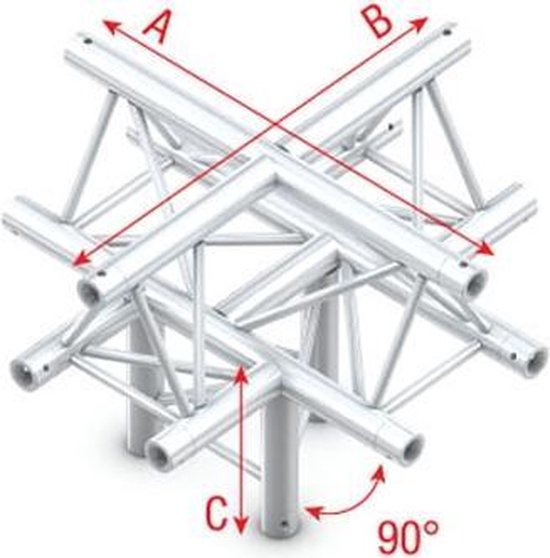 Showtec GT30 driehoek truss Kruis en omlaag 5 richtingen punt boven