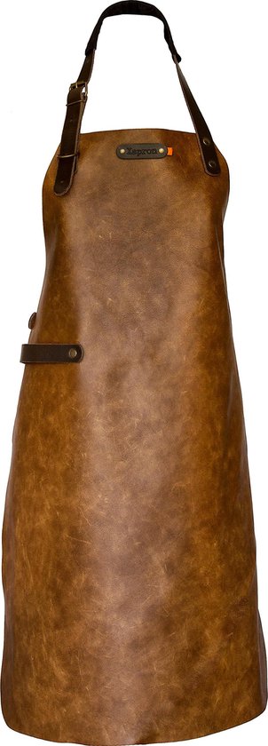 Xapron luxe leren (BBQ) schort Atlanta - kleur Ranche (lichtbruin)