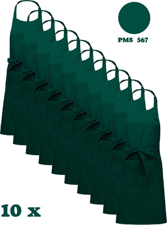 Awesome-Gifts - Horeca schort - Keukenschort - Kookschort - Barbecueschort - onbedrukt - 76 x 90 cm - per 10 stuks - Bottle Green