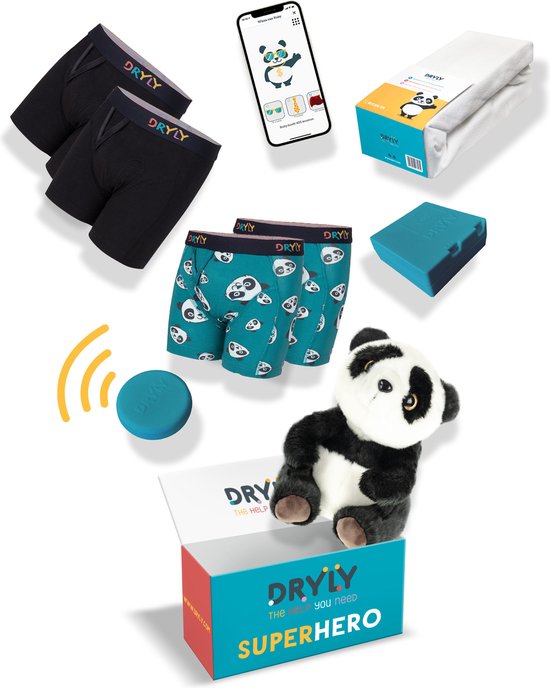 Dryly Plaswekker tegen Bedplassen voor Jongens - Zindelijkheidstraining incl. App - Superhero Pakket - Maat 110/116