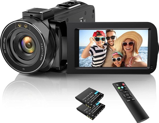 Digitale Camcorder voor Beginners - Full HD Videocamera voor YouTube en Vlogging - Inclusief Extra Batterijen - Handheld Video Recorder met Beeldstabilisatie - 3 Inch LCD Scherm - Draagbaar en Gebruiksvriendelijk