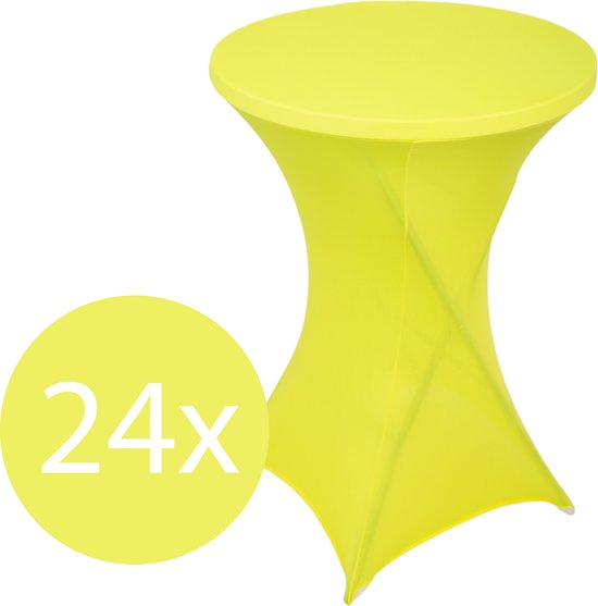 Statafelrok Geel x 24 – ∅80-85 x 110 cm – Stretch 24 stuks – Tafelrok voor Statafel – Geschikt voor Horeca Evenementen | Sta Tafel Hoes | Staantafelhoes | Cocktailparty | Trouwerij