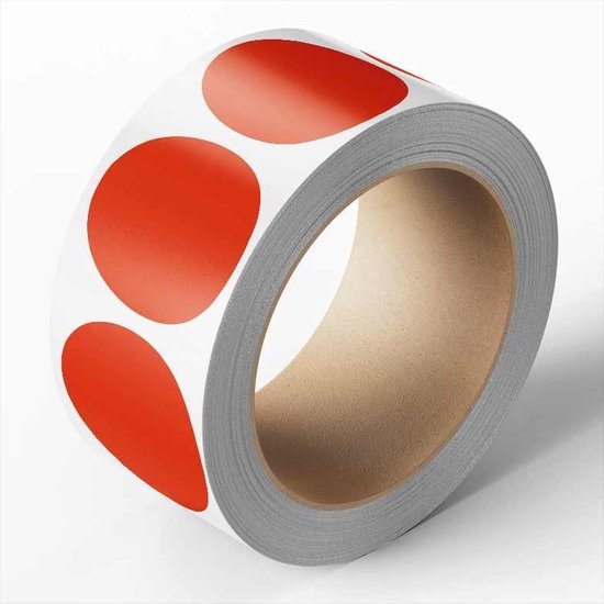 Ronde rode markeringsstickers - zelfklevend papier - 500 stuks op rol Ø 25 mm