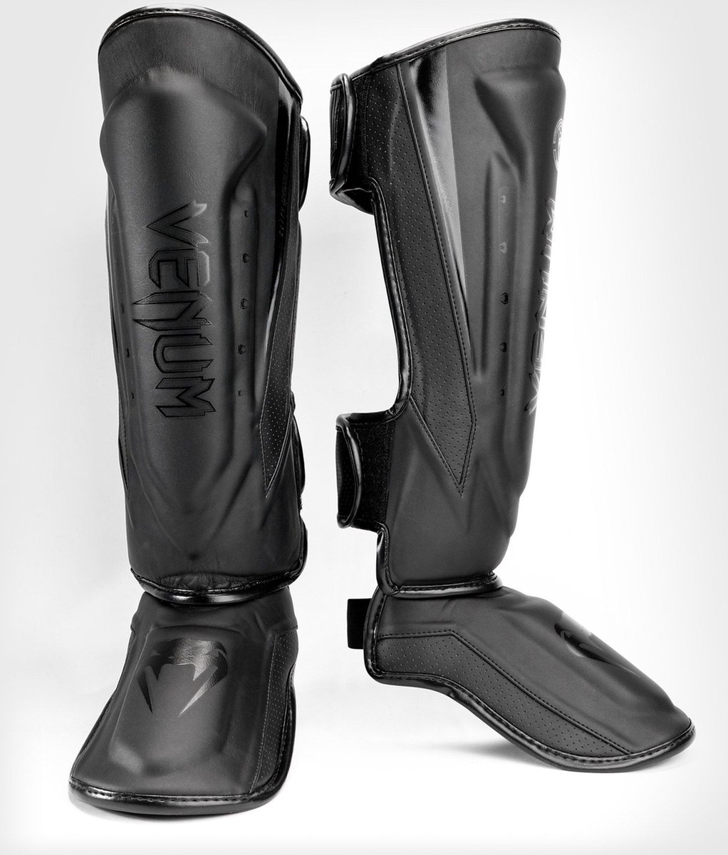 Venum Elite Evo Kickboks Scheenbeschermers Zwart Zwart maat XL
