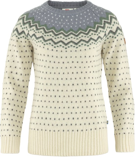 Fjallraven Ovik Knit Sweater Women - Outdoortrui - Dames - Wit/Grijs/Groen - Maat S