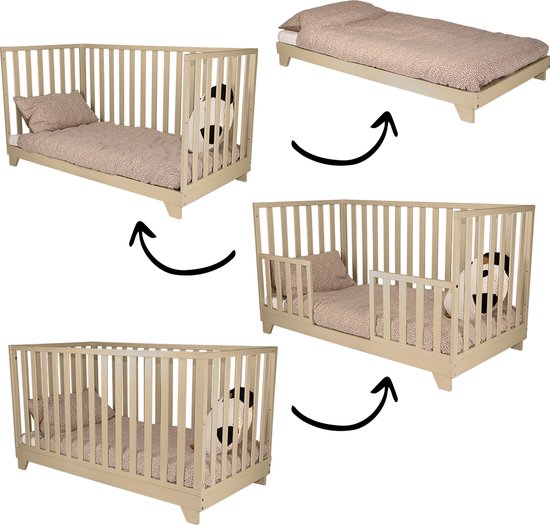 Ledikant - Meegroeibed - Lois - Sand- 4in1 - 70x140