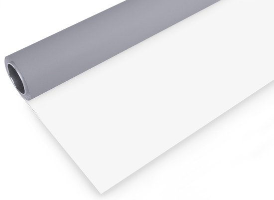 Bresser Vinyl Achtergrondrol voor Studiofotografie - 2x6M - Grijs/Wit