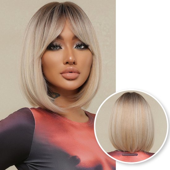 SassyGoods® Blonde Pruik - Pruiken Dames - Ombre - Wig - Wasbaar - 30 cm