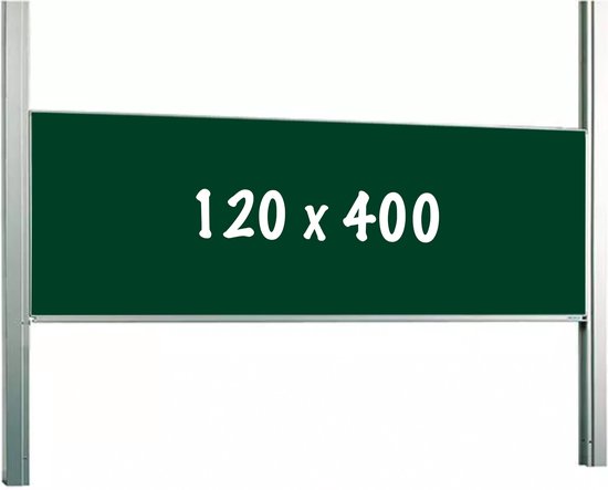 Krijtbord PRO - In hoogte verstelbaar - Enkelzijdig bord - Schoolbord - Eenvoudige montage - Geëmailleerd staal - Groen - 400x120cm