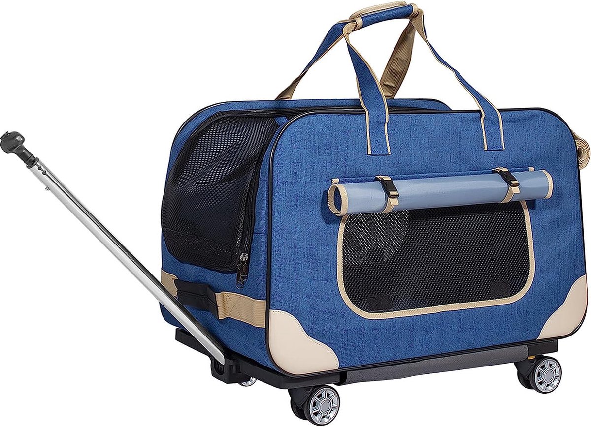 Verwijderbare Pet Carrier, Rolling Pet Carrier,Wiel rond Bagagetas voor Honden Katten Reizen