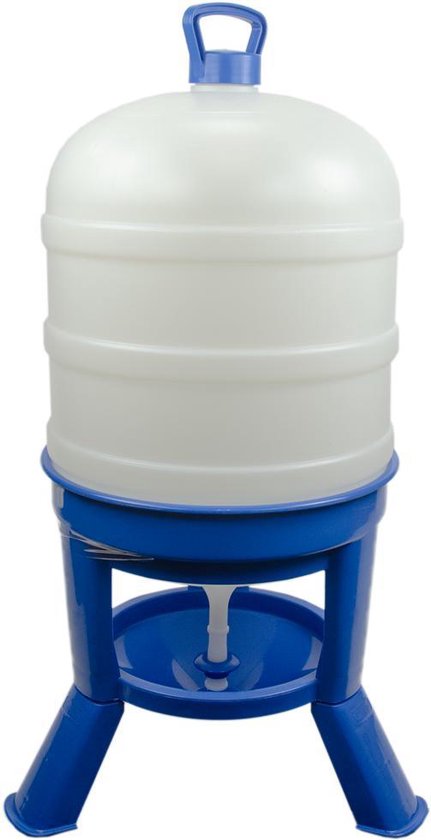 Gaun Pluimvee drinktoren – Op pootjes – 16 cm hoog – 40 Liter inhoud – Met sifon – Blauw