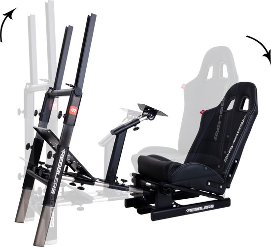 Rebblers PRO+ - Premium universele Race simulator standaard met stoel (Zwart)