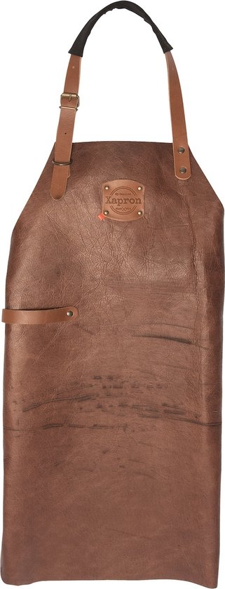 Xapron - New York Schort met Schouderbanden XL Leer - Leer - Zwart