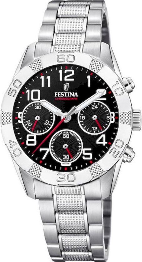 Festina F20345/3 Junior Chronograaf - Polshorloge - Staal - Zilverkleurig - Ø 36mm