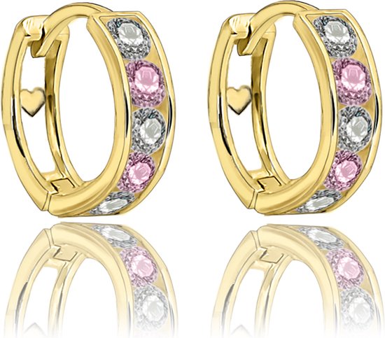 Juwelier Zwartevalk - 14 karaat gouden kinder oorbellen met zirkonia 12.111.066/10 mm
