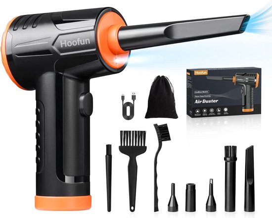 Krachtige elektrische stofventilator,3 versnellingen,100000 omw/min Air Duster pro, elektrische persluchtspray met 7600 mAh accu, 90W toetsenbordstofzuiger, toetsenbordreiniger voor PC