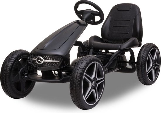 Mercedes Skelter - Gokart met Rubberen Banden - Extra Muziekjes in Stuur - Met Rem - Zwart