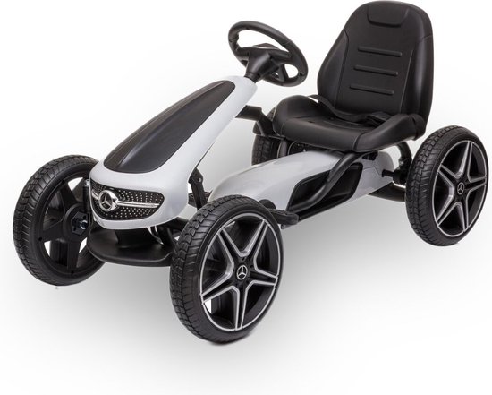 Mercedes Skelter - Gokart met Rubberen Banden - Extra Muziekjes in Stuur - Met Rem - Wit