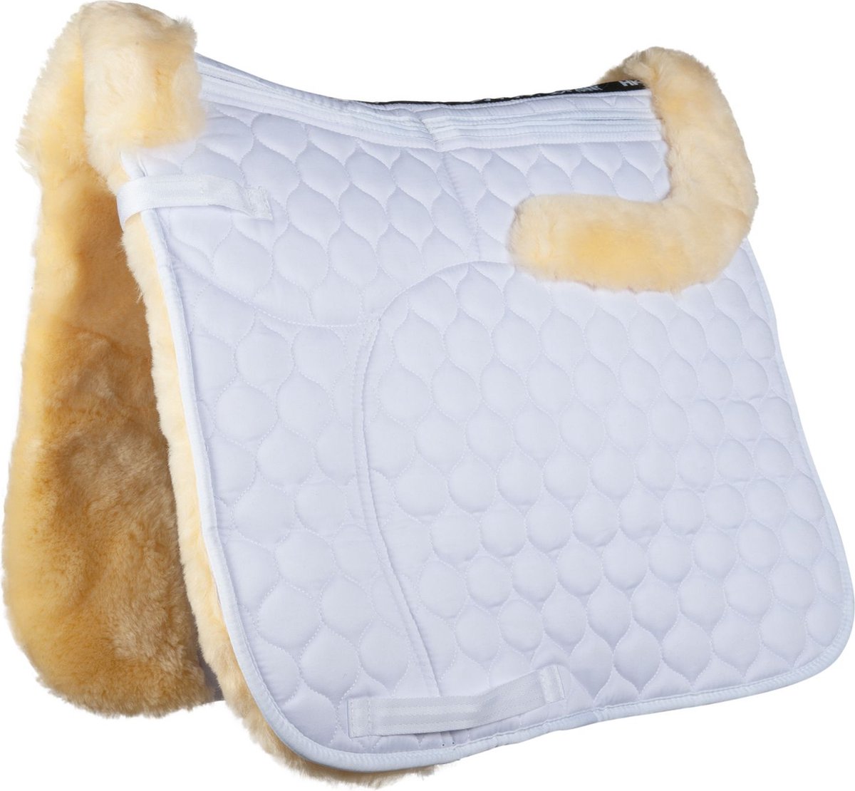 Lamswollen aanpasbaar (corrigerend) zadeldek wit Dressuur
