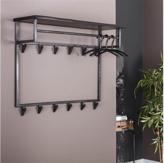 Kapstok yucon hoog 12 haken - zwart