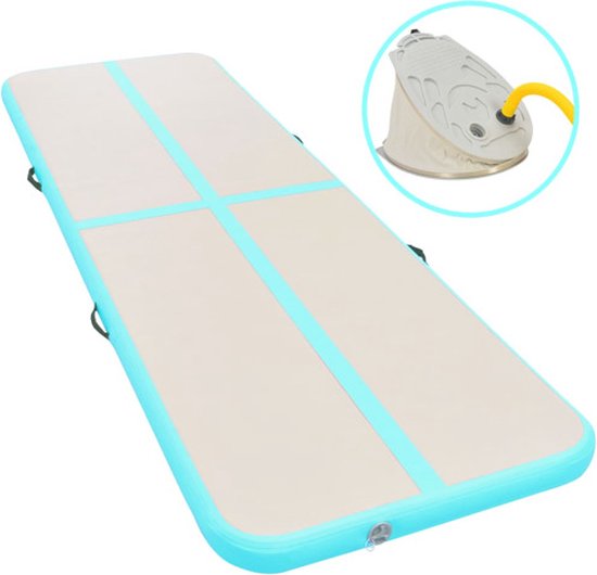 vidaXL-Gymnastiekmat-met-pomp-opblaasbaar-700x100x10-cm-PVC-groen