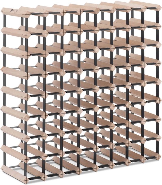SMH LINE® Klassiek Wijnrek - 91 flessen - Traditional Wijnrek - Metaal en Hout - Verzinkt