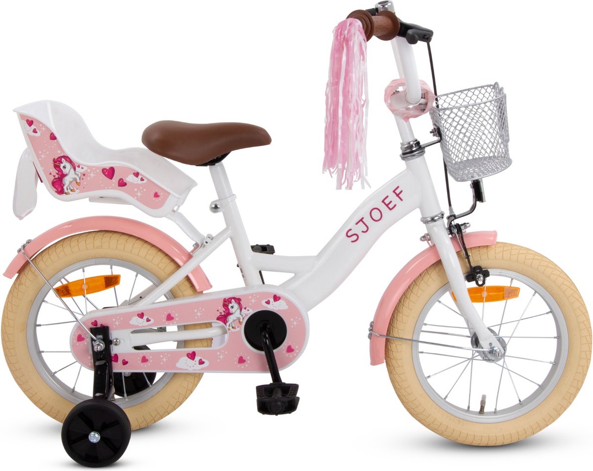 SJOEF Dolly Meisjesfiets 14 inch - Kinderfiets 3, 4 & 5 jaar wit