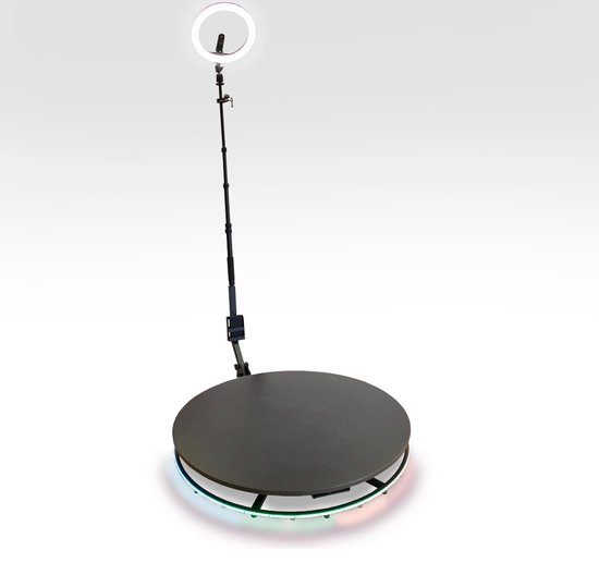 Monster Shop - 360 Fotohok - Draaibare Arm - RGB LED Verlichting - Batterij of Netstroom - Inclusief Flightcase, Geldpistool & Bevestigingskit